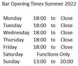 Bar Opening Times