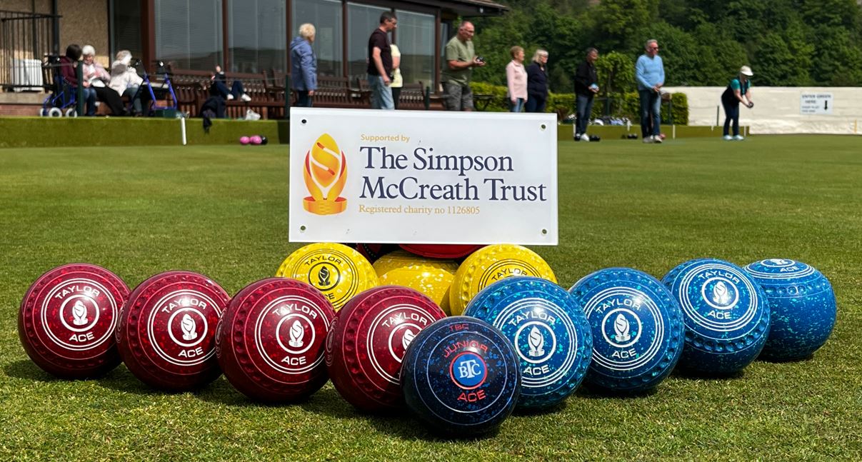 A small selection of the bowls purchased by Tweedmouth Bowling Club following a grant from The Simpson McCreath Trust, who's trust logo has been engraved on the sets of bowls.